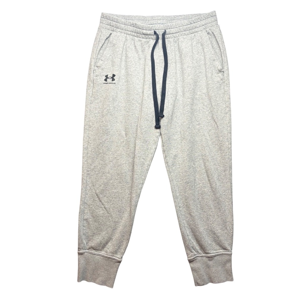 Under Armour Jogger Pants Men XL Gray Cotton Blend Loose Fit Drawstring Pockets